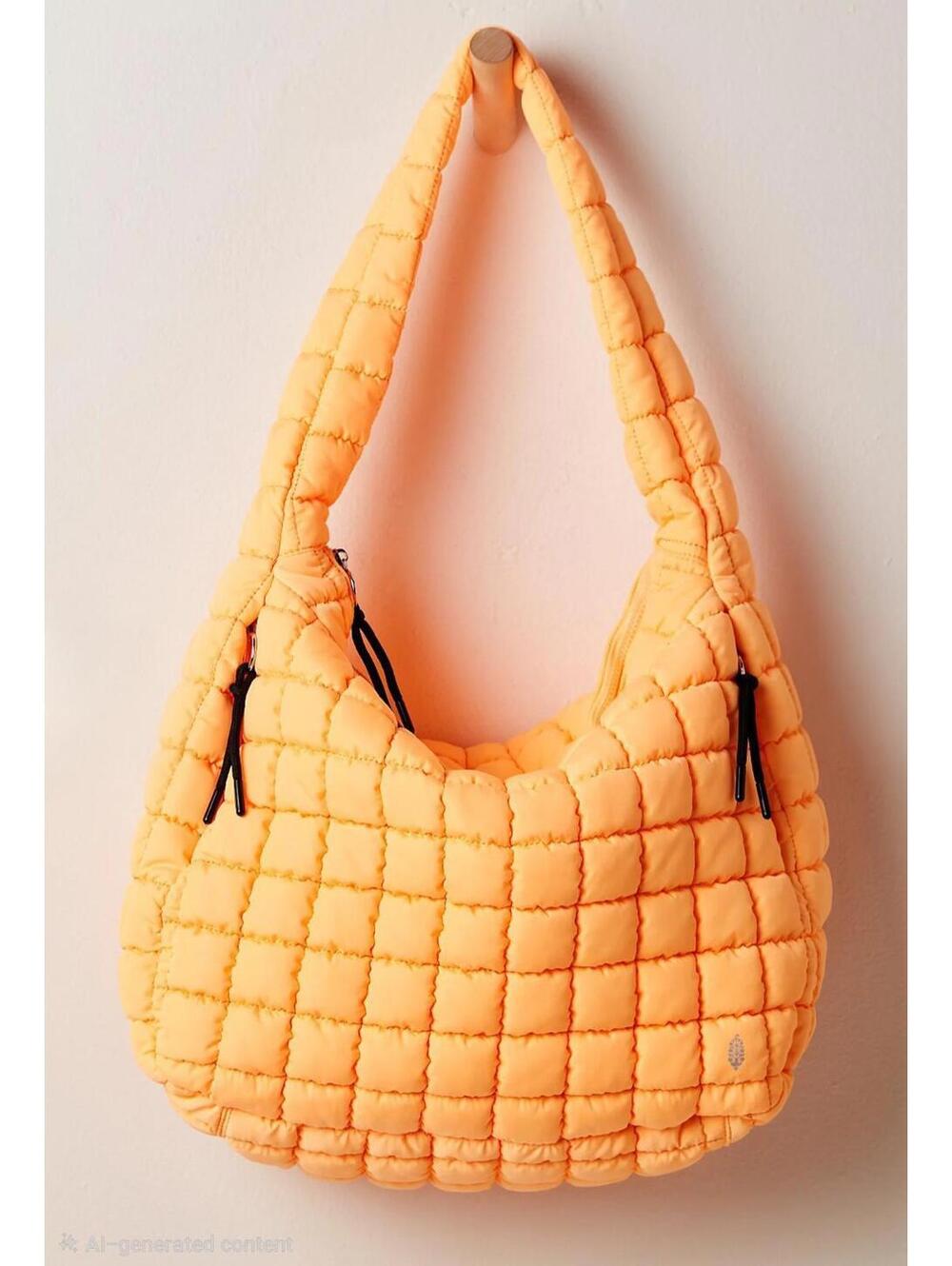 #494 - Free People Quilted Carryall Bag Yellow - Picture 1 of 4